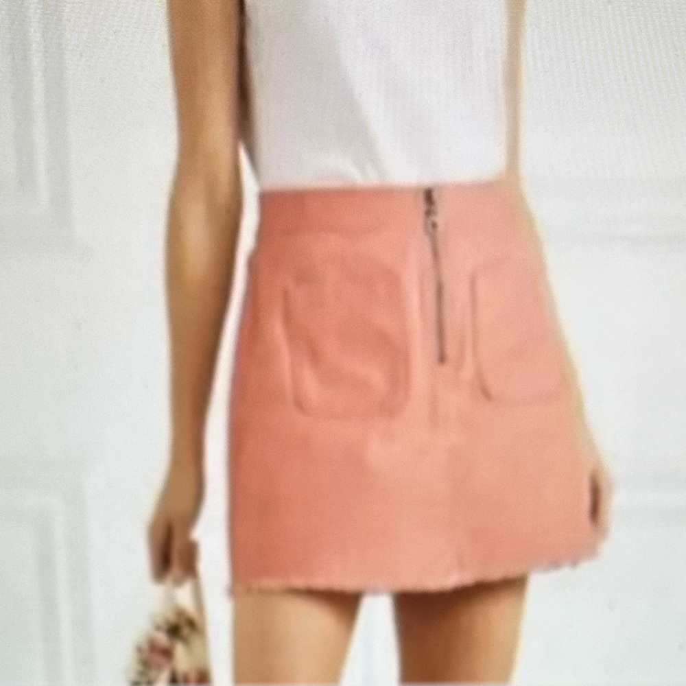 NWT Madewell Peach A-Line Zip Skirt Raw Hem Sz: 8